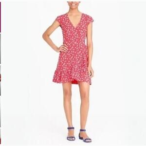 J.Crew Floral Faux Wrap Short Sleeve Ruffle Mini Dress 4